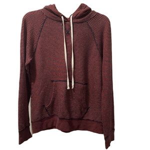 J. Crew Terrycloth Striped Hoodie Navy Blue Burgundy Size Small